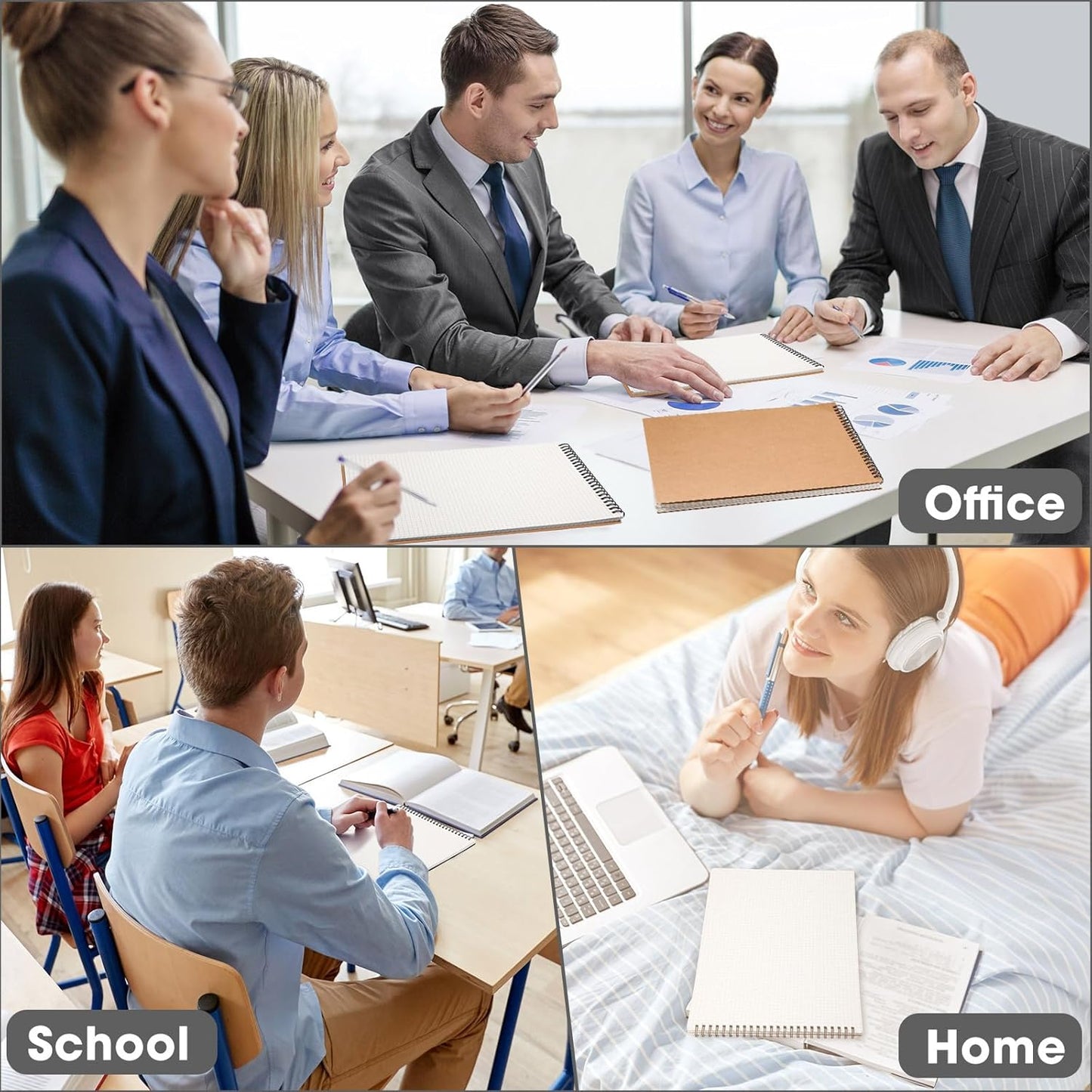 2 Pack Top Spiral Graph Paper Notebooks 8.7 X11.4 Inch A4 Grid Paper Notepad 70 Sheet Memo Steno Pad for Engineering Writing Sketching Drawing School Office Supplies (Kraft)