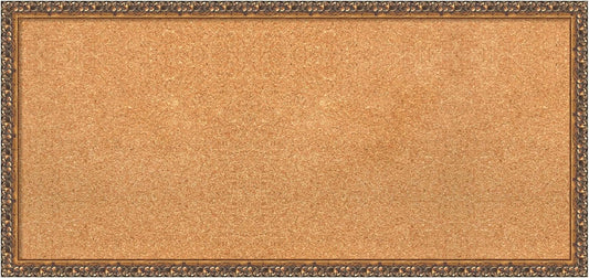 Amanti Art Natural Cork Board for Wall, 18x38 Vision Board with Bronze Frame, Medium Corkboard Office Decor for Home Organization, Traditional Corkboard Pinboard to Display Items for Home