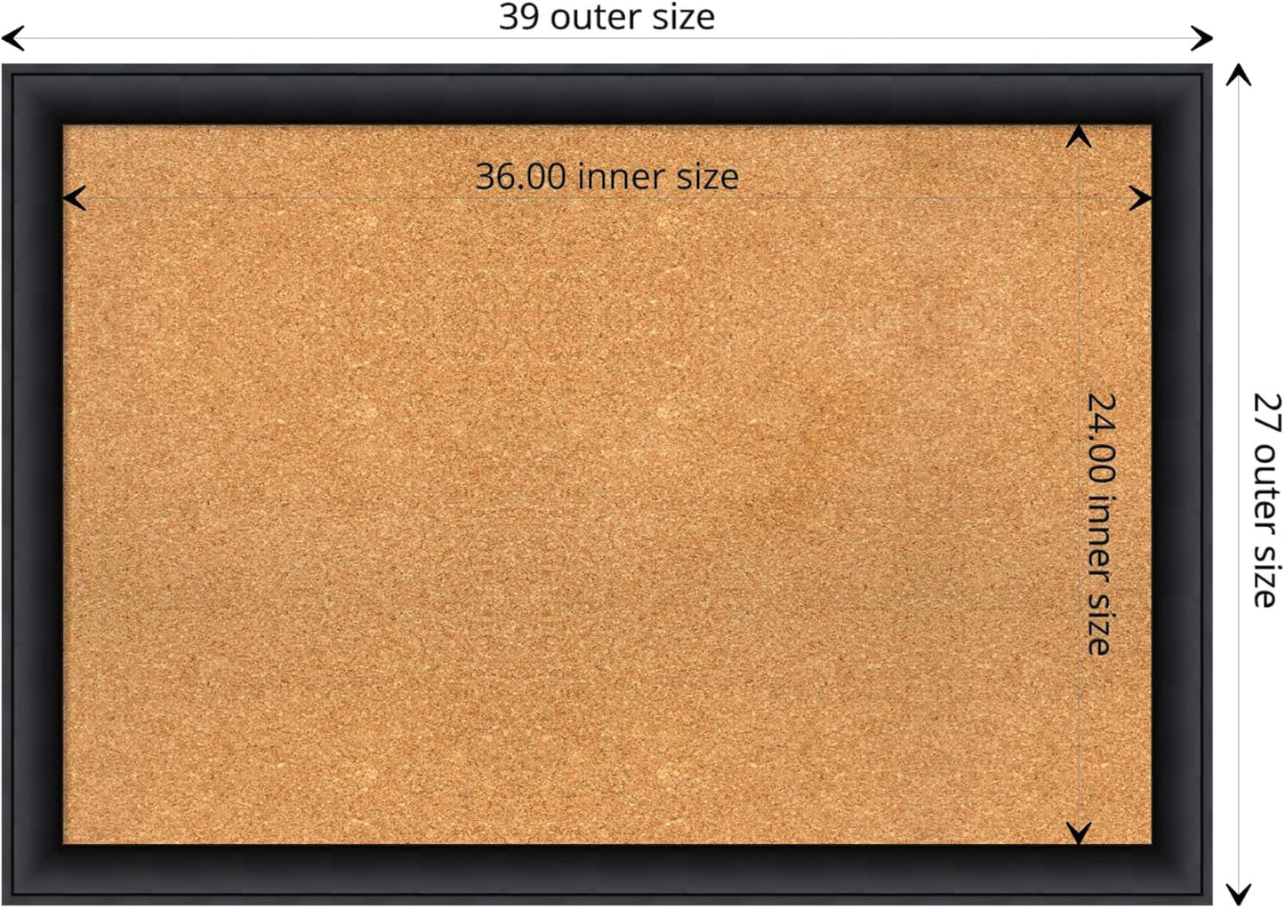 Amanti Art Natural Cork Board for Wall, 27x39 Vision Board with Black Wood Frame, Large Corkboard Office Decor for Home Organization, Modern Contemporary Corkboard Pinboard to display items for home