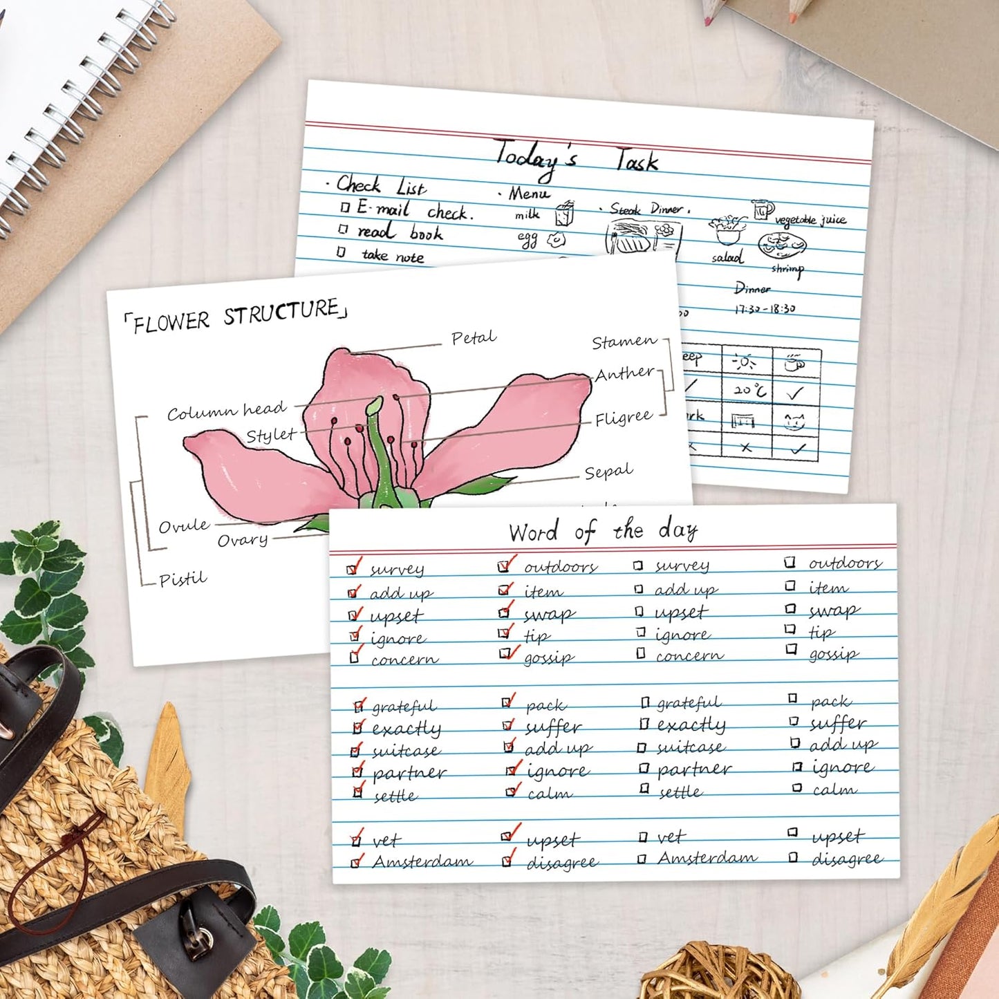 Chell Extra Heavyweight Ruled Index Cards 4x6 Inch, No Bleed-Through, 200 Count, Ruled Front and Blank Back, 85 lb. Cover Weight, White