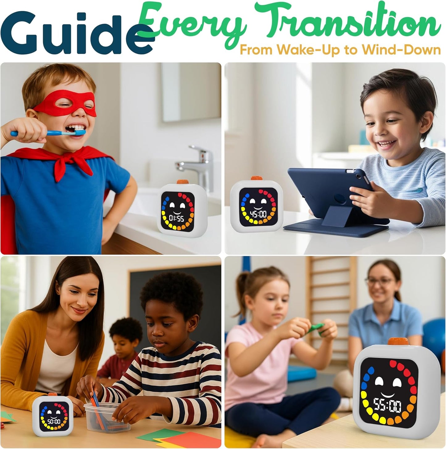 Digital Visual Timer for Kids - Rechargeable 99 Min Timer - Focus & Smoother Routines - Visual Timer for Classroom, ADHD Autism Toddler Support - Daily Use at Home, Therapy or School