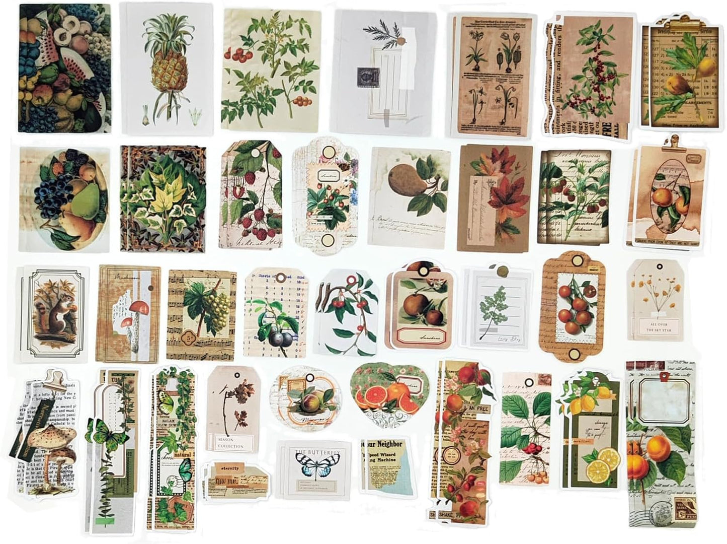 200PCS Vintage Scrapbooking Supplies Pack, Aesthetic Scrapbook Sticker Paper Art Journaling Kit for Bullet Junk Journals,Planner,Cottagecore Decor Gifts (Fruits)