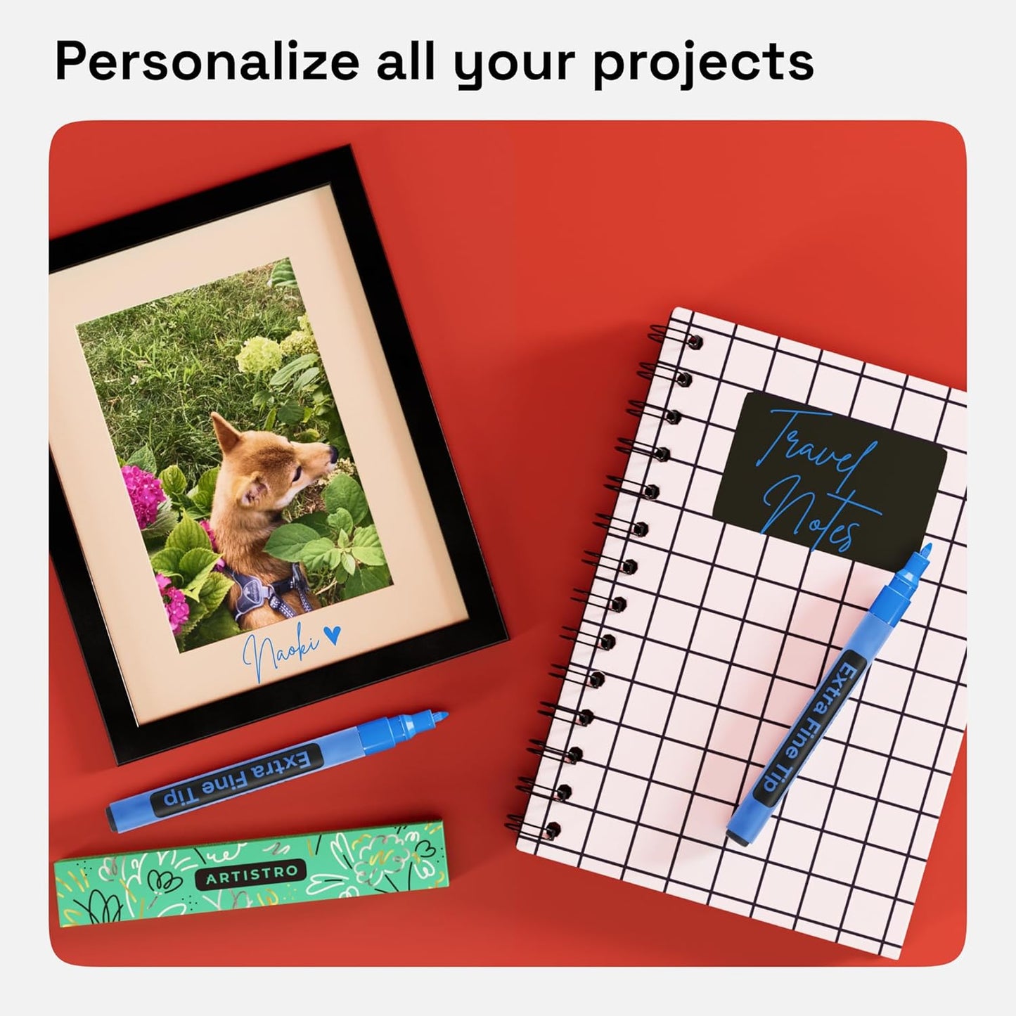 ARTISTRO 2 Blue Acrylic Paint Markers - 0.7mm Extra Fine-Tip Paint Pens - Perfect for Crafting, Art Projects, & More