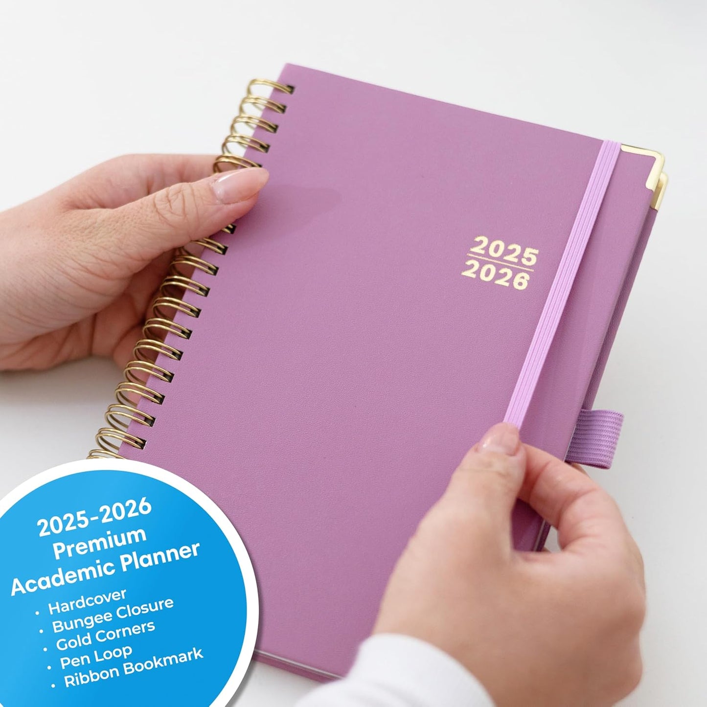 Blue Sky 2025-2026 Weekly and Monthly Academic Year Planner Calendar, July 2025 - June 2026, 5" x 8", Faux Leather Cover, Wirebound, Storage Pocket, Laminated Tabs, Imperial Rose