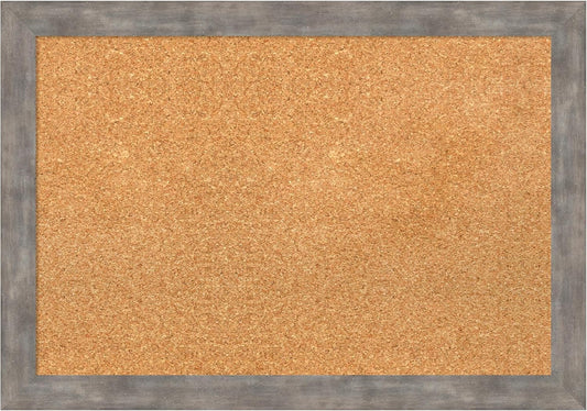 Amanti Art Natural Cork Board for Wall, 19x27 Vision Board with Silver Wood Frame, Medium Corkboard Office Decor for Home Organization, Casual Corkboard Pinboard to display items for home organization