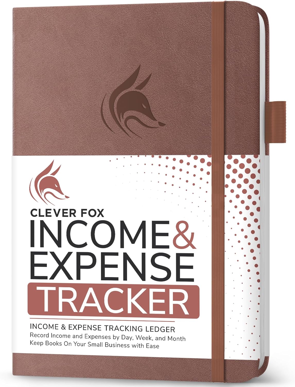 Clever Fox Income & Expense Tracker – Accounting & Bookkeeping Ledger Book for Small Business – 1-Year Record Notebook, A5 (Dark Terracotta)