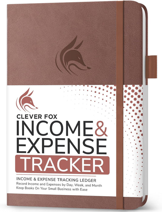 Clever Fox Income & Expense Tracker – Accounting & Bookkeeping Ledger Book for Small Business – 1-Year Record Notebook, A5 (Dark Terracotta)