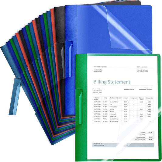 Maitys 25 Pack Clear Report Covers with Clip 11.4 x 9 Inch Presentation Folders Transparent Front Cover Portfolio Folder Resume Folder Interview Report Folders for Letter Size(Multicolor)