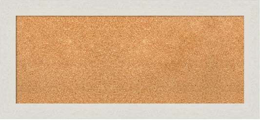 Amanti Art Natural Cork Board for Wall, 15x33 Vision Board with White Frame, Medium Corkboard Office Decor for Home Organization, Country Rustic Corkboard Pinboard to Display Items for Home