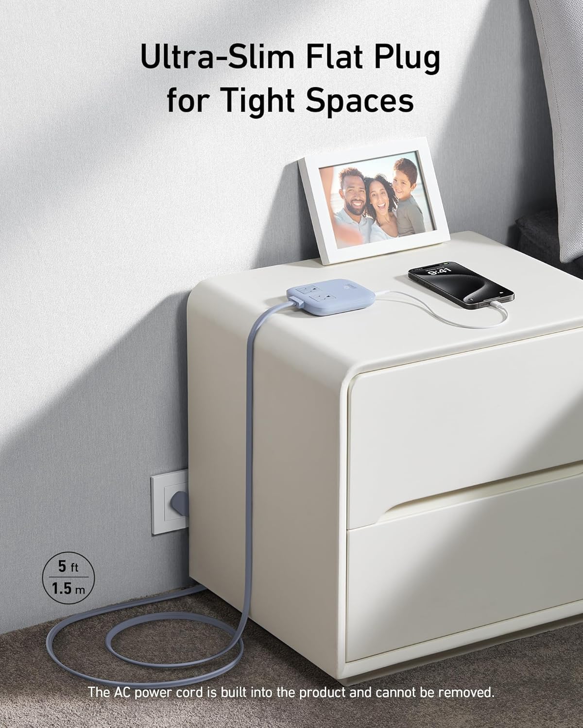 Anker Nano Charging Station(67W Max), 6-in-1 Power Strip for iPhone 16/15, MacBook, with Flat Plug and 5ft Thin Undetachable Extension Cord,2 AC&2 USB A&2 USB-C, for Home&Office