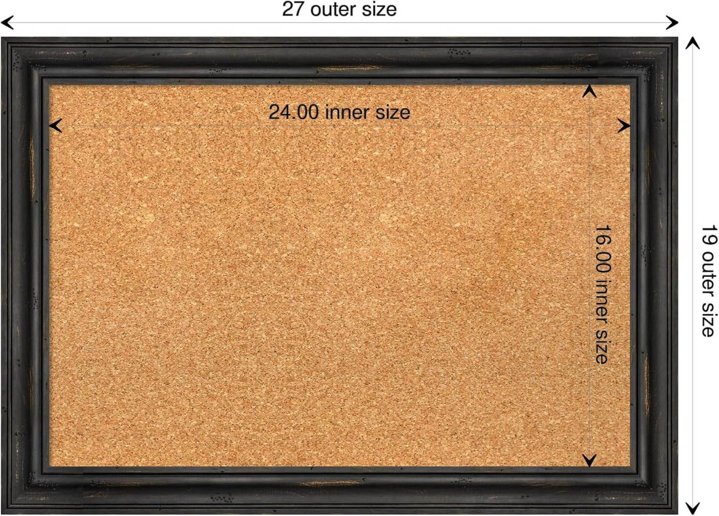 Amanti Art Natural Cork Board for Wall, 19x27 Vision Board with Black Wood Frame, Medium Corkboard Office Decor for Home Organization, Rustic Farmhouse Corkboard Pinboard to display items for home