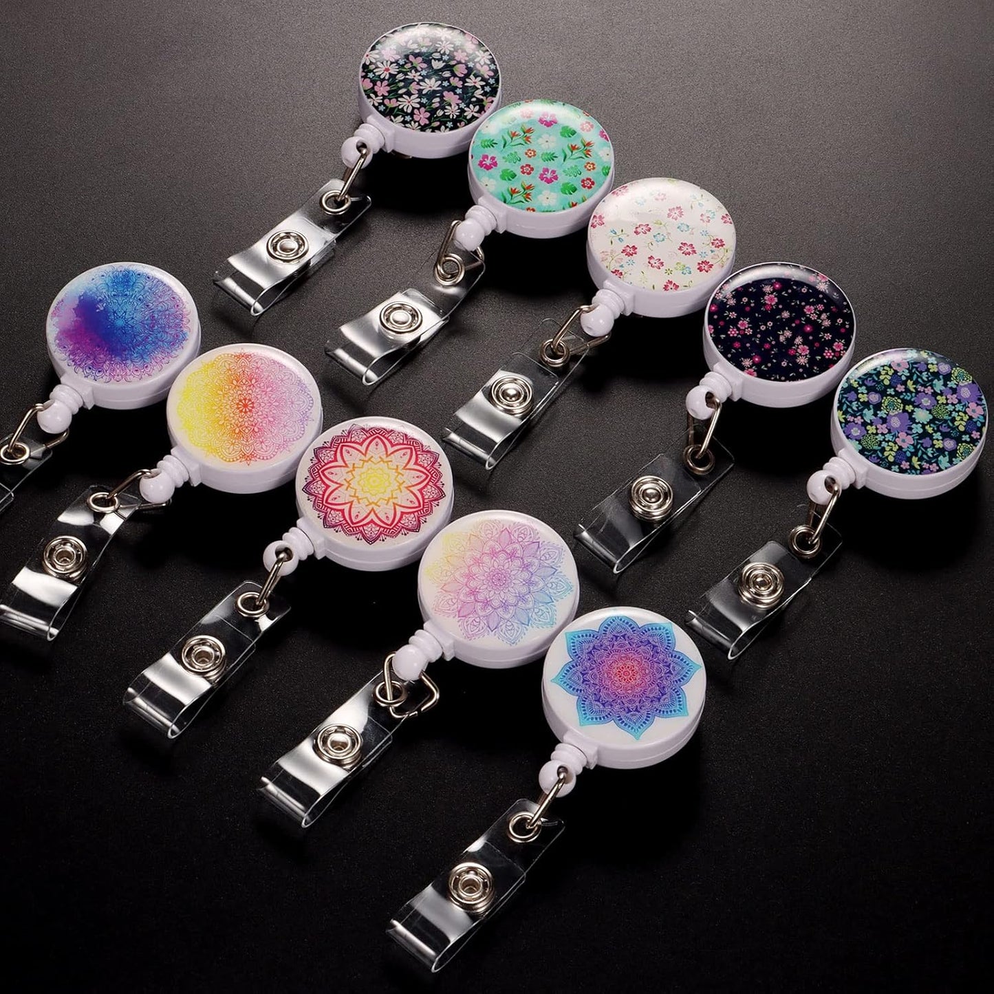 Daisy Marble Puppy 15 Pack Retractable Id Badge Clip Holder - Cute Badge Reels