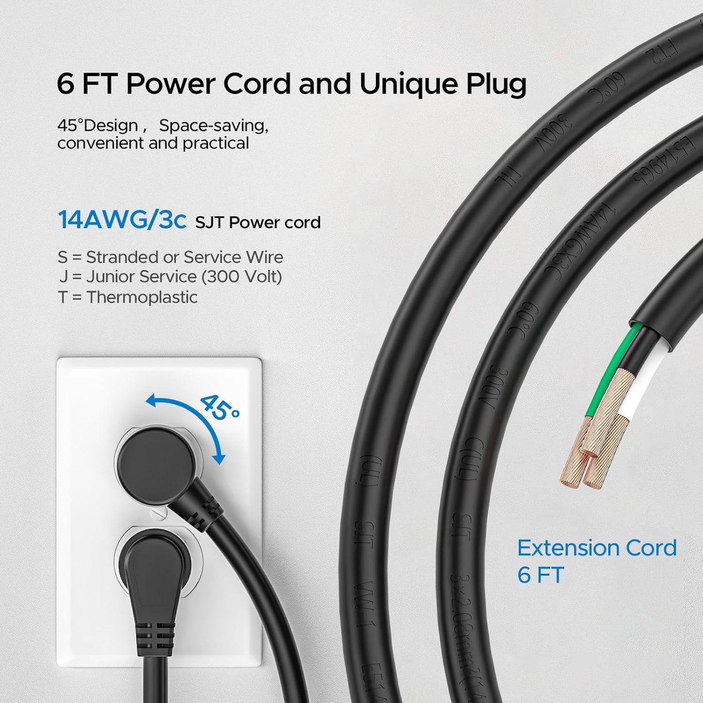 CRST 2Pack 6 Outlet Surge Protector Power Strip 2100J with Switch, 15A/1875W Heavy Duty Mountable Power Strip, Wide Spaced Power Bar for Garage Worshop Home School, 6 FT Cord（ Black+Yellow）