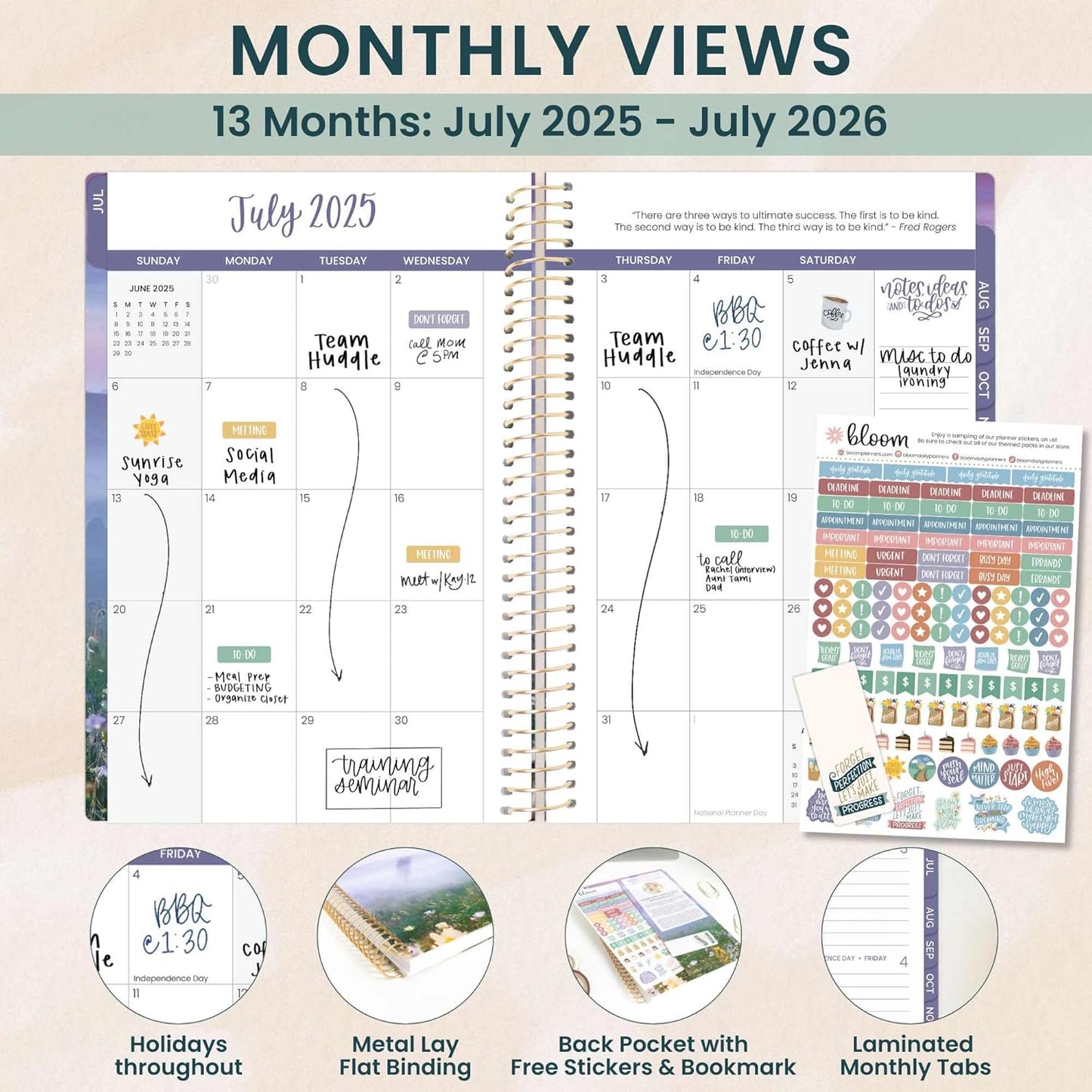 bloom daily planners 2025-2026 Academic Year Daily Planner (July 2025 - July 2026) - A5 Weekly & Monthly Calendar Agenda Organizer Book with Stickers - 5.5" x 8.25" - Mystical Mountains