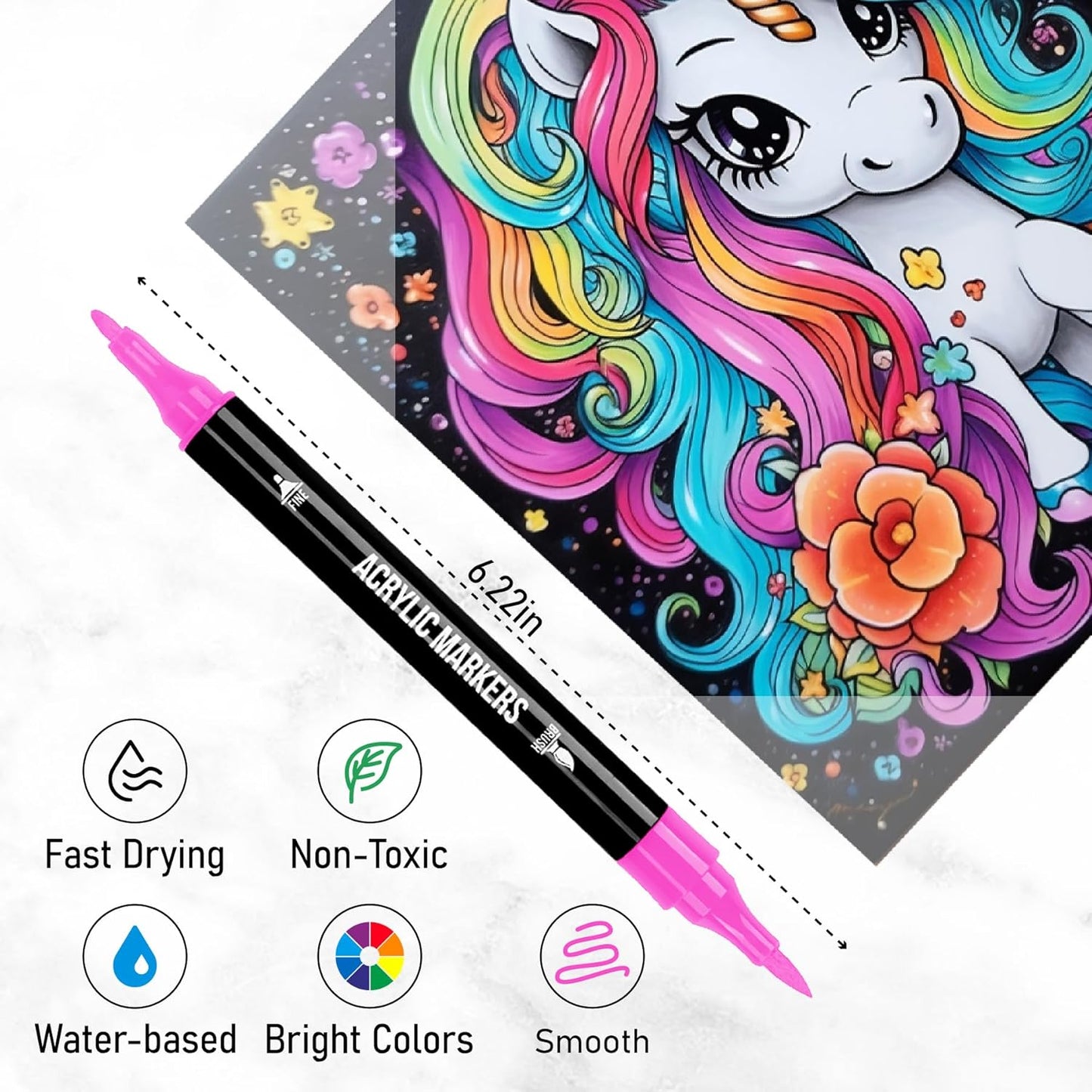 120 Colors Acrylic Paint Markers, Dual Tip Fine and Brush Tips Pens Contain 24 Metallic Color for Stone, Wood, Calligraphy, Canvas, Ceramic, Metal, Glass, Rock Painting, DIY Crafts Art Supplies Kit