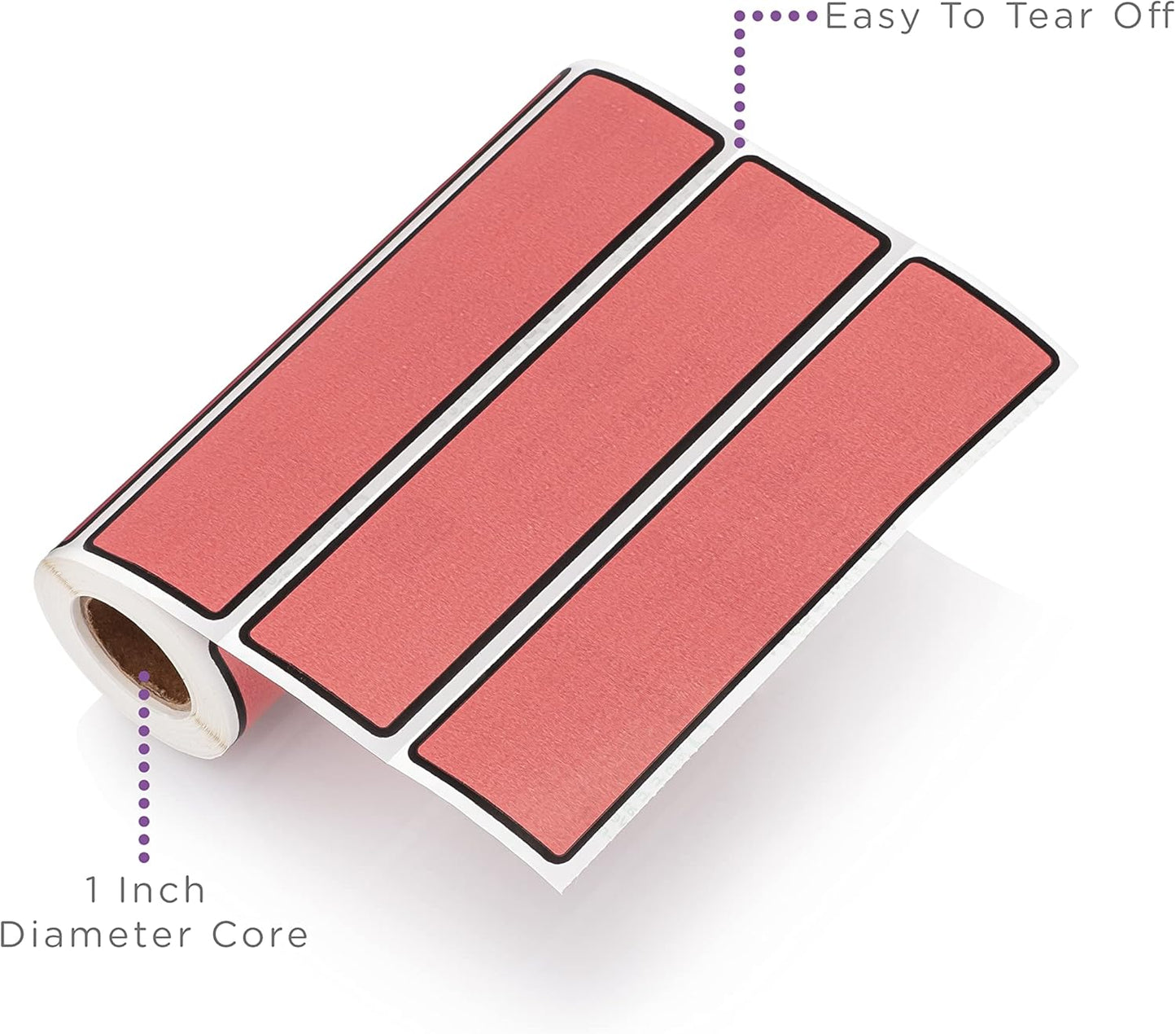 Carstens Adhesive Sticker Labels, 5 3/8” x 1 3/8”, Binder Labels for 1.5” – 4” Ring Binder Spines, Rose, Roll of 200