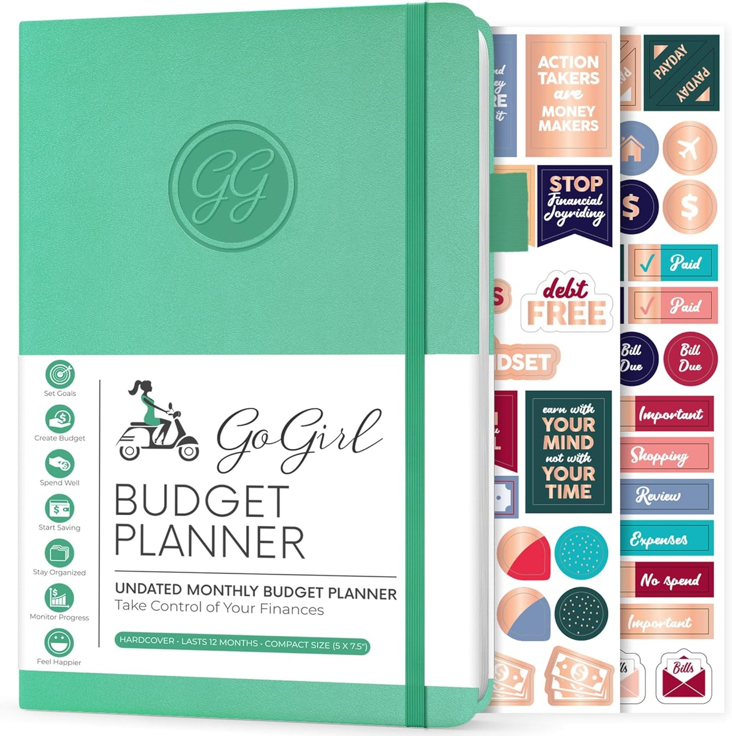 GoGirl Budget Planner – Monthly Financial Planner Organizer Budget Book. Expense Tracker Notebook Journal to Control Money, Compact (Emerald)