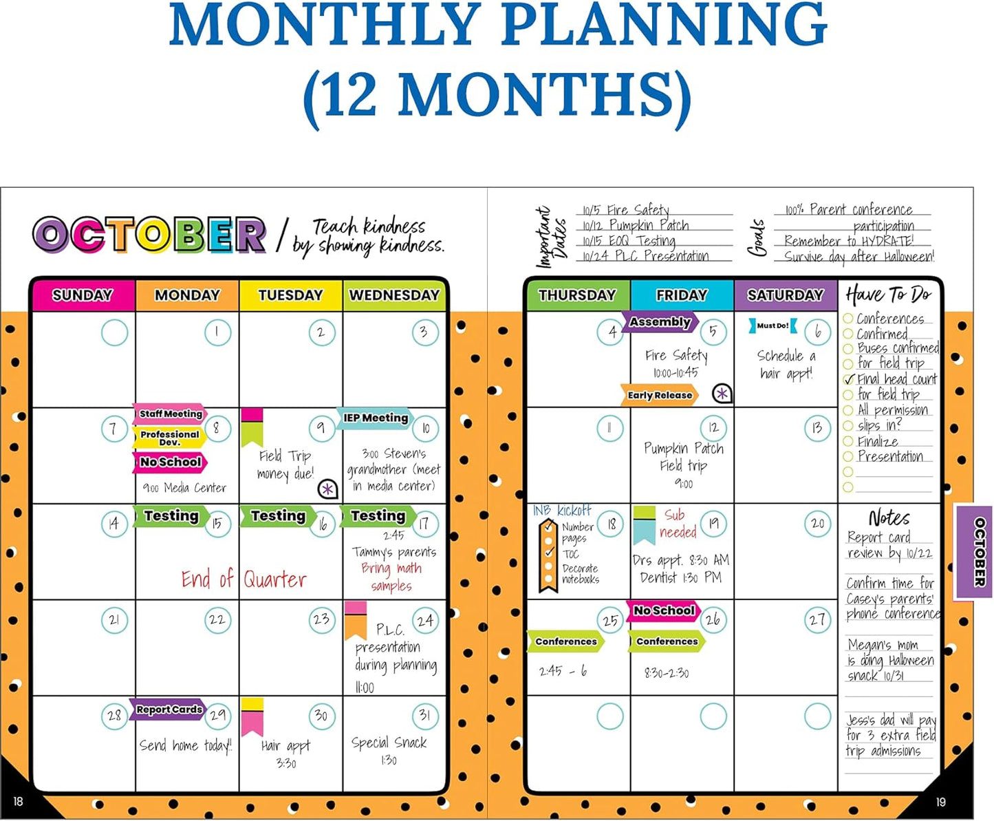 Carson Dellosa Kind Vibes Teacher Planner—Undated Weekly/Monthly Lesson Plan Book and Record Organizer for Classroom or Homeschool (8 inches x 11 inches)