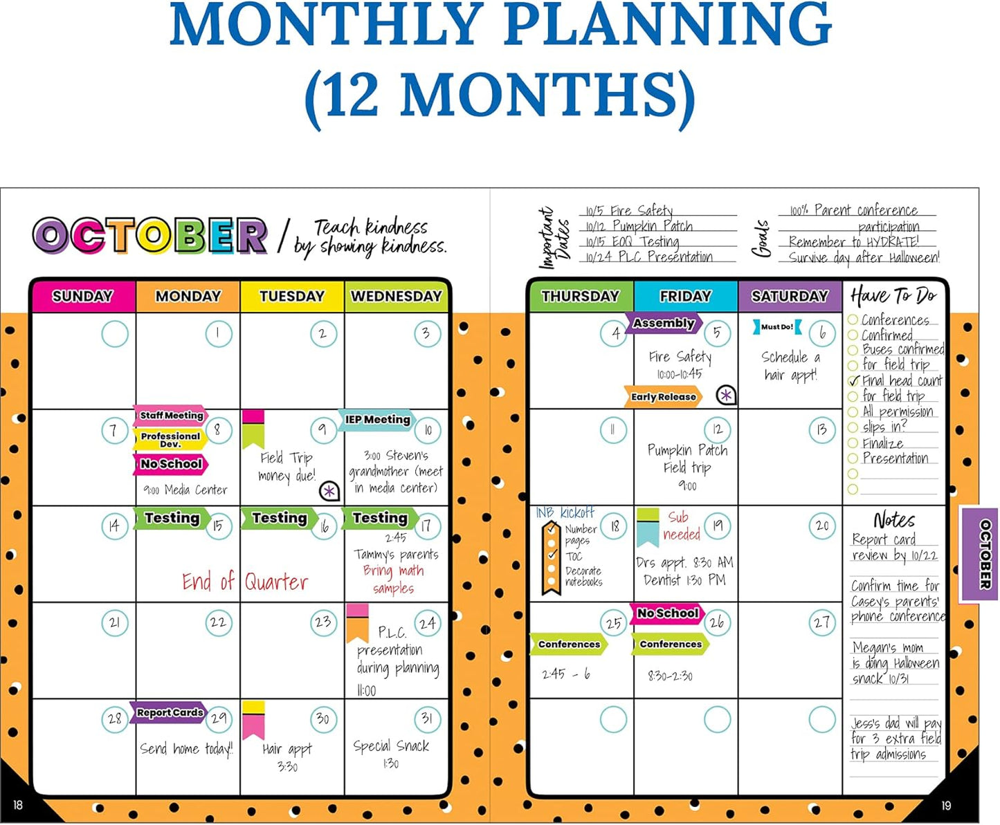 Carson Dellosa Kind Vibes Teacher Planner 2025-2026, Undated 8" x 11" Lesson Plan Book With Stickers, Class Schedule and Weekly Calendar School Supplies, Classroom Must Haves and Homeschool Essentials