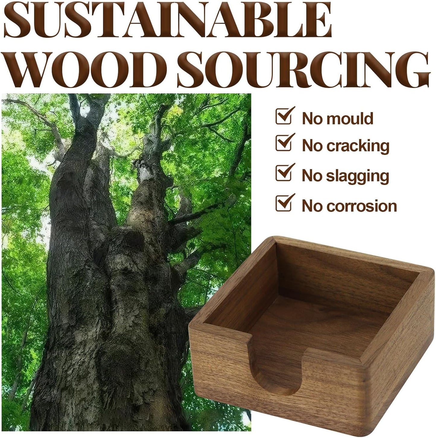 Buqoo North American Black Walnut Wood Sticky Note Pad Holder for Desk, Memo Holder Paper Dispenser, Desktop Accessories Organizer for Office School Home