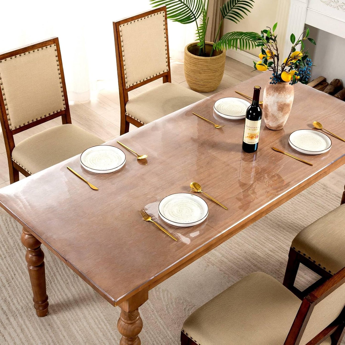 42 x 78 Inch Clear Table Cover, 2mm Thick Clear Protector, Waterproof Table Pad for Dining Room, Kitchen, Office