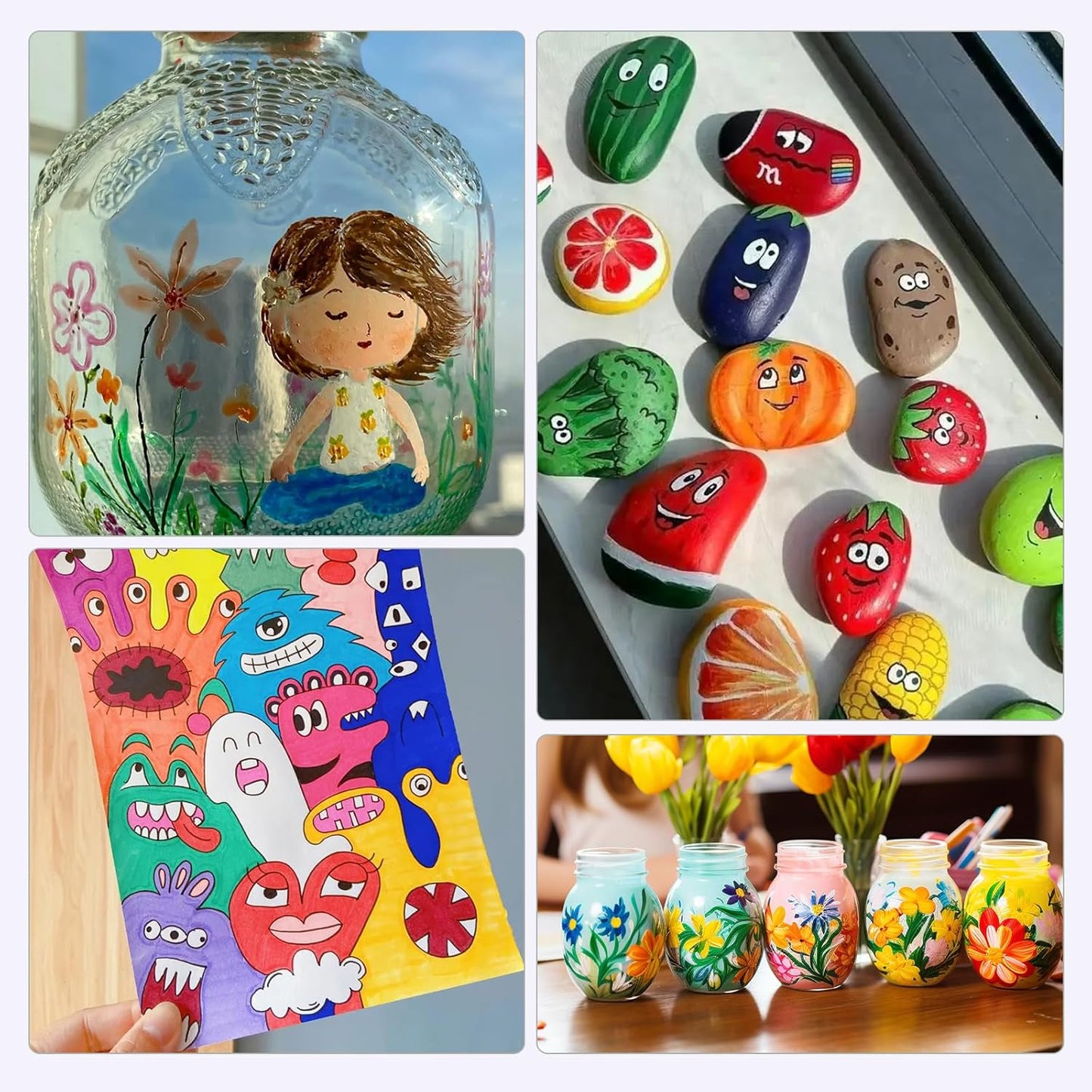 16 Colors Dual-tip Paint Marker, Brush and Medium Tip Acrylic Paint Markers for Wood,Rock Painting, Plastic, Canvas, Fabric, Glass,Mugs Almost Surface, DIY Project, Art Supplier