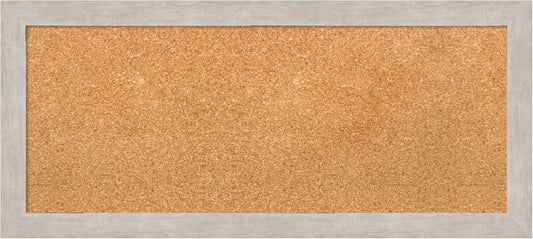 Amanti Art Natural Cork Board for Wall, 15x33 Vision Board with Silver Wood Frame, Medium Corkboard Office Decor for Home Organization, Casual Corkboard Pinboard to display items for home organization