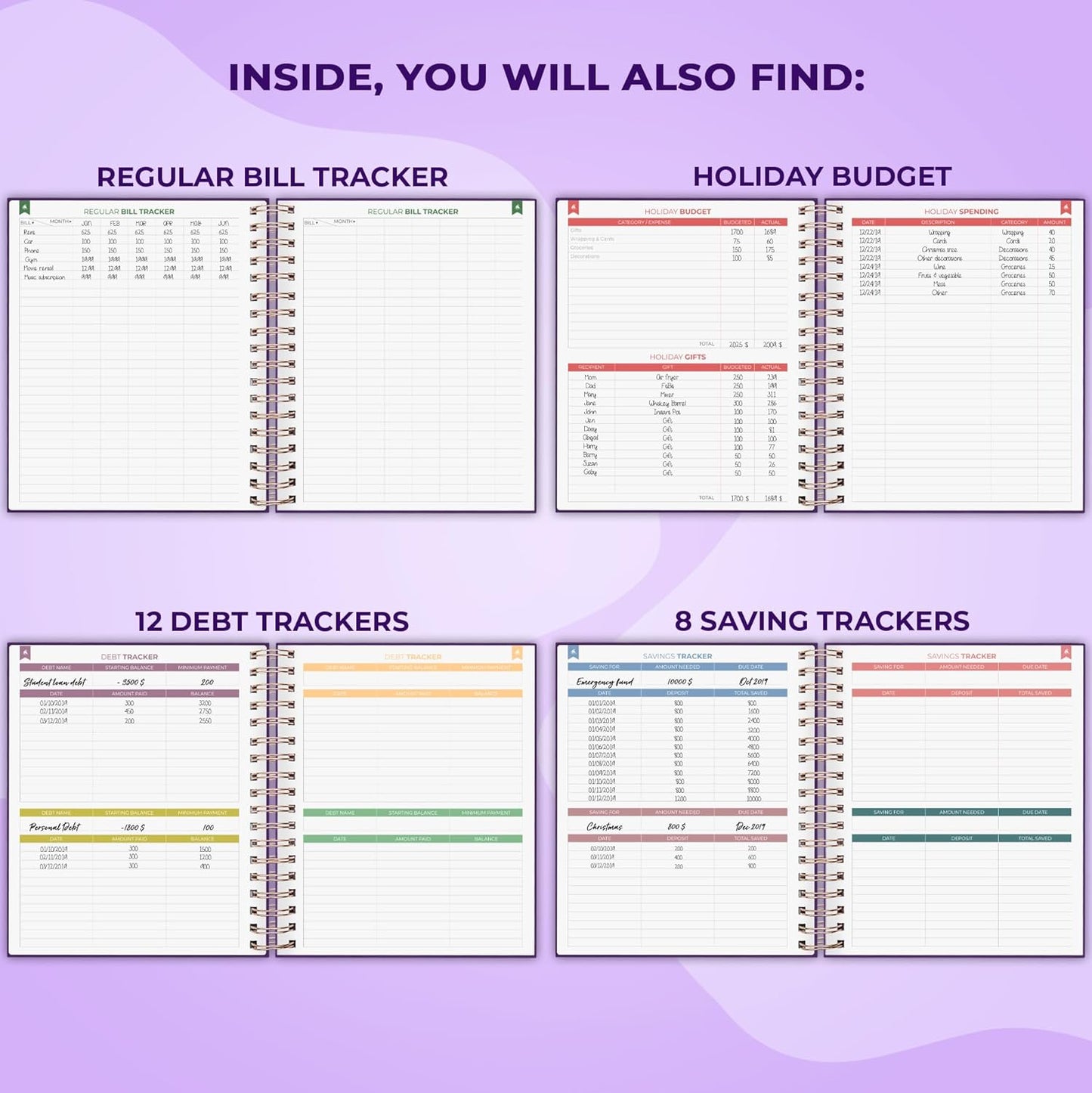 Clever Fox Budget Planner – Coiled Finance Book, Monthly Financial Journal, Budgeting Organizer & Expense Tracker Notebook, 8.5x9.5″ (Purple)