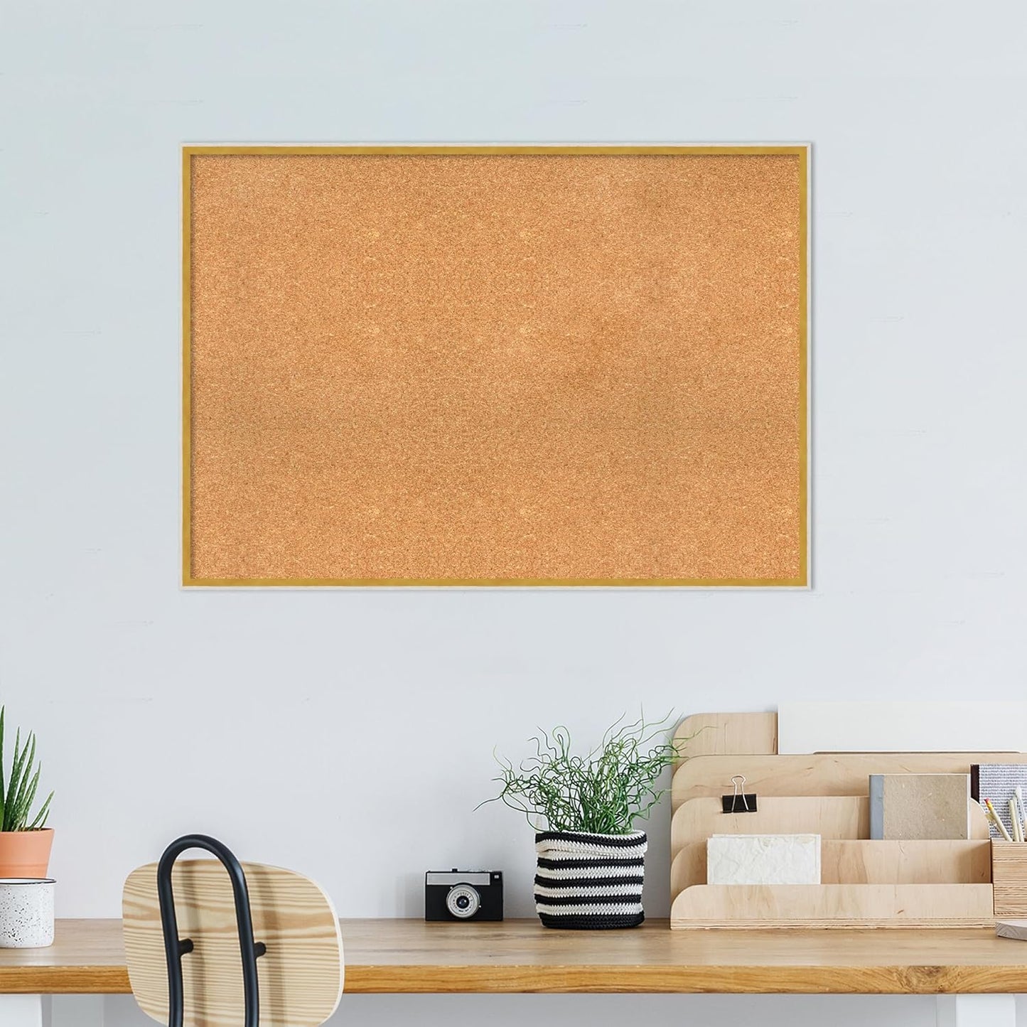 Amanti Art Natural Cork Board for Wall, 29x41 Vision Board with White Frame, X-Large Corkboard Office Decor for Home Organization, Modern Corkboard Pinboard to Display Items for Home Organization in