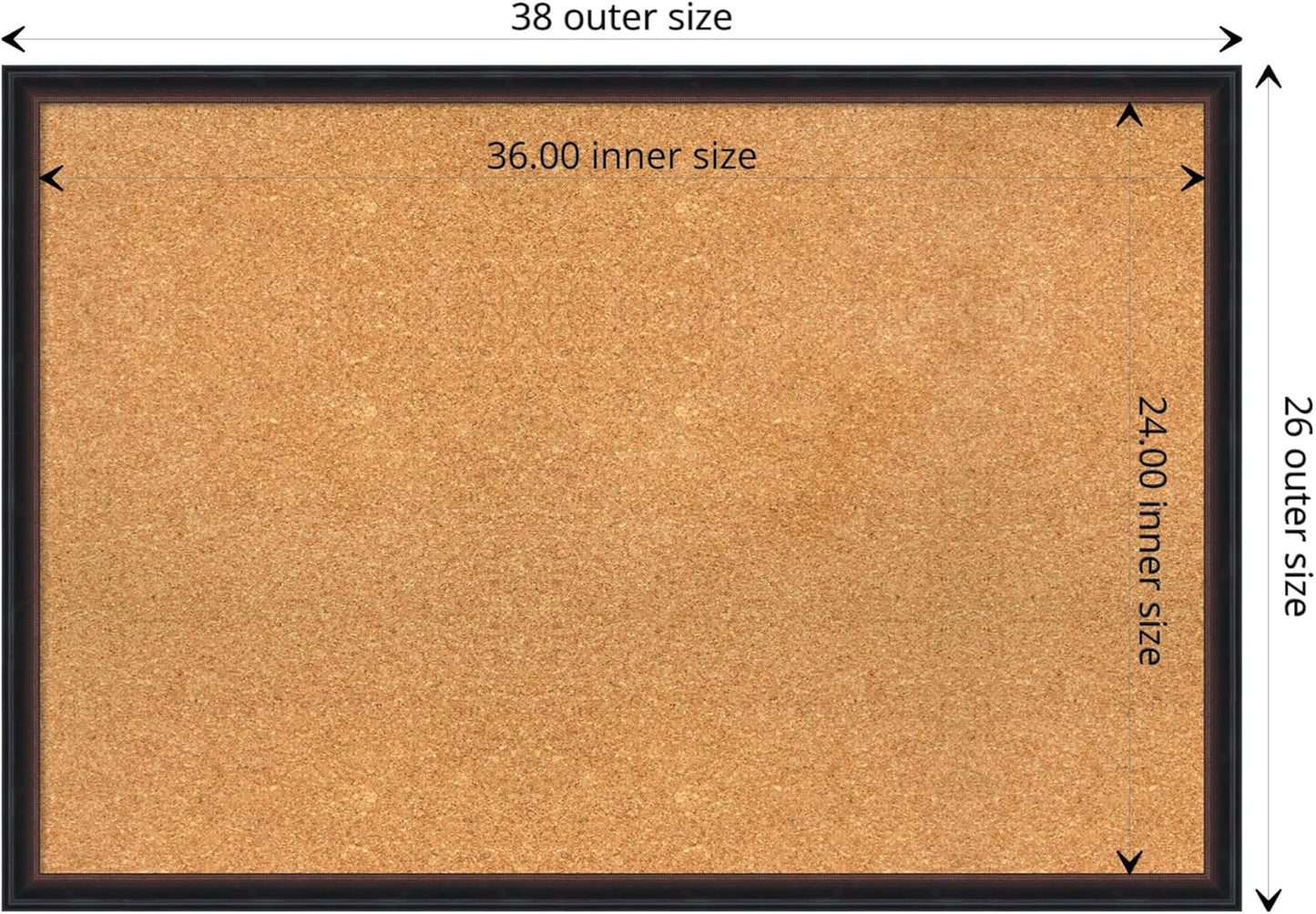 Amanti Art Natural Cork Board for Wall, 26x38 Vision Board with Black Wood Frame, Large Corkboard Office Decor for Home Organization, Casual Corkboard Pinboard to display items for home organization