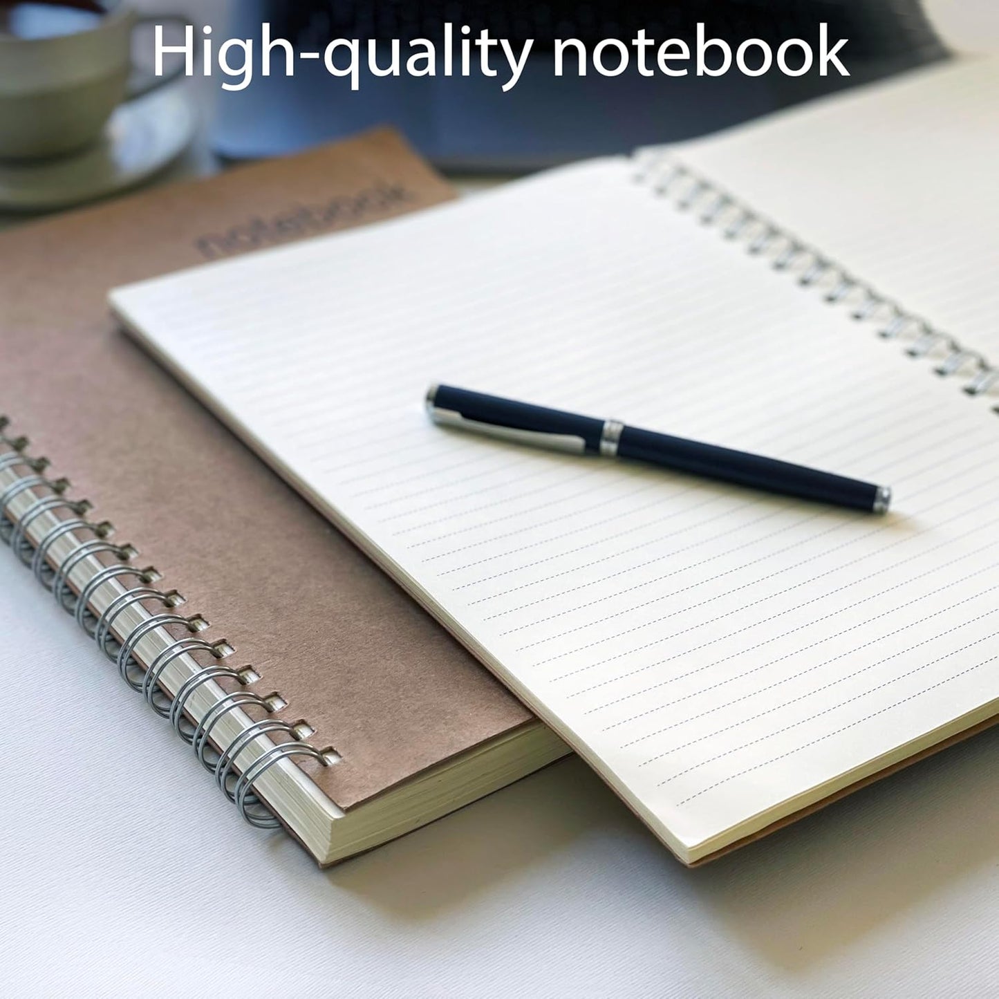2-Pack A4 Lined Spiral Notebooks - 200+200 Lay Flat Pages - 100gsm Ink Proof Paper - Wirebound Hardcover Executive Notebooks - Daily Writing Journal 8.5"x11"