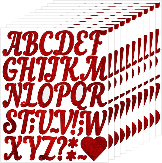 Glitter Letter Stickers,10 Sheets 2 Inches Self-Adhesive Vinyl Letters Alphabet Sticker Decals for Scrapbook,Door,Mailbox,Bulletins Boards -Red