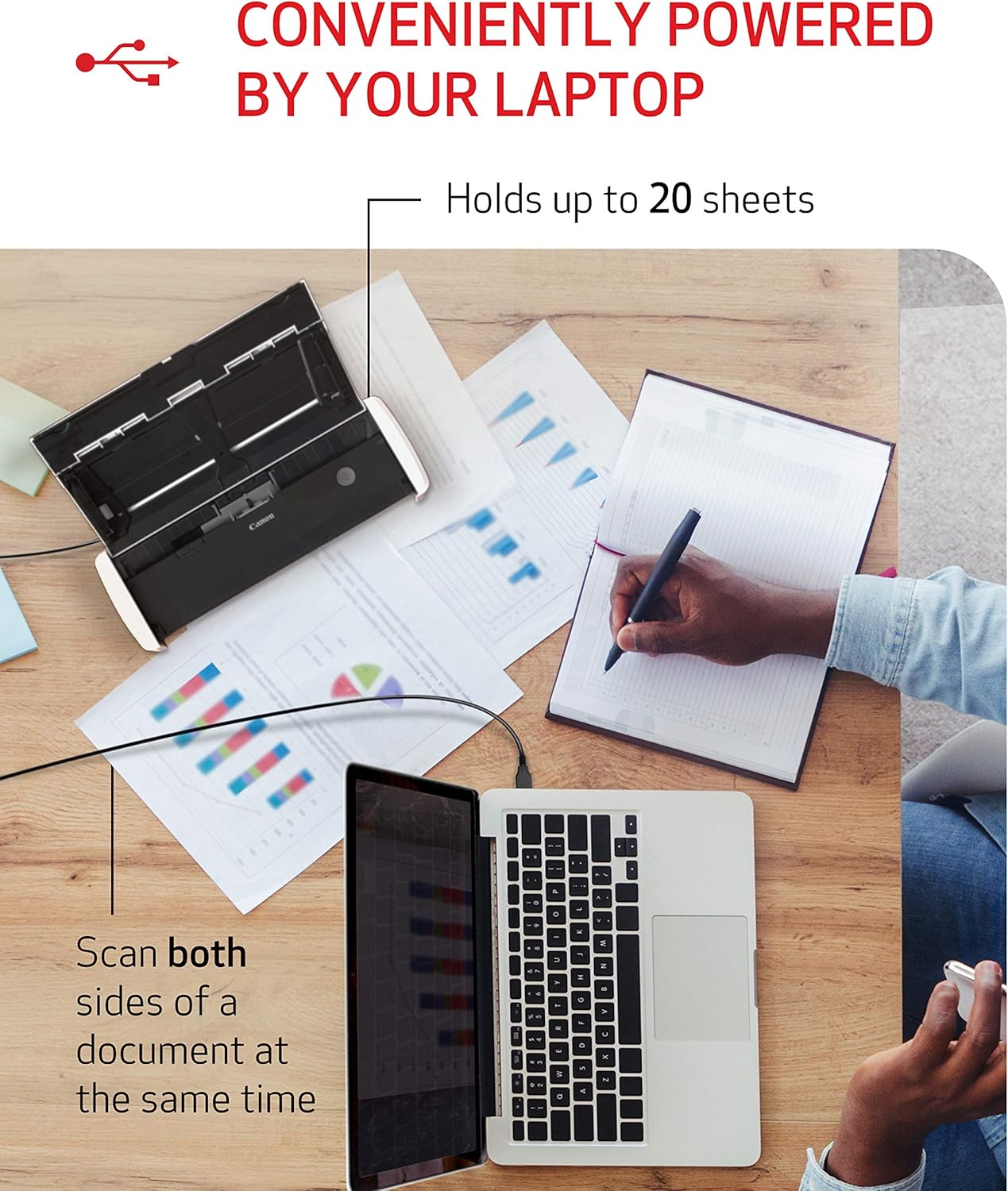 Canon imageFORMULA R10 - Portable Document Scanner, USB Powered, Duplex Scanning, Document Feeder, Easy Setup, Convenient, Perfect for Mobile Users