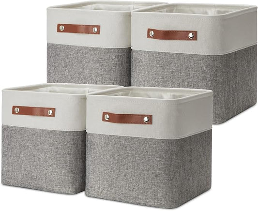 DULLEMELO 11 Inch Cube Storage Bins Fabric Storage Cubes 4 Pack Foldable Cube Storage Baskets for Cube Organizer, Cube Storage Organizer Bins for Home Office Organizer Closet, Shelves, Toy, Nursery