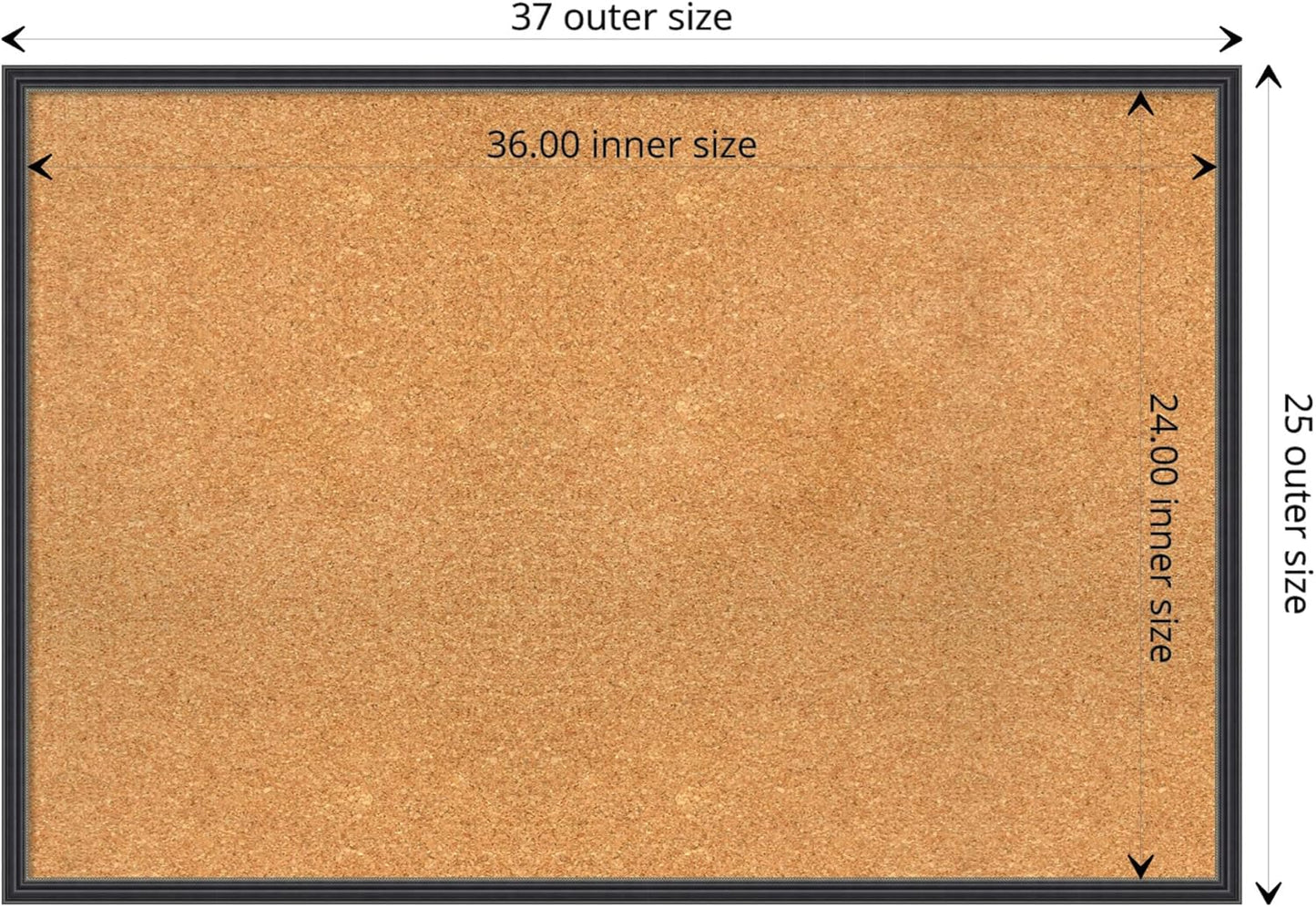 Amanti Art Natural Cork Board for Wall, 25x37 Vision Board with Black Wood Frame, Large Corkboard Office Decor for Home Organization, Traditional Corkboard Pinboard to display items for home