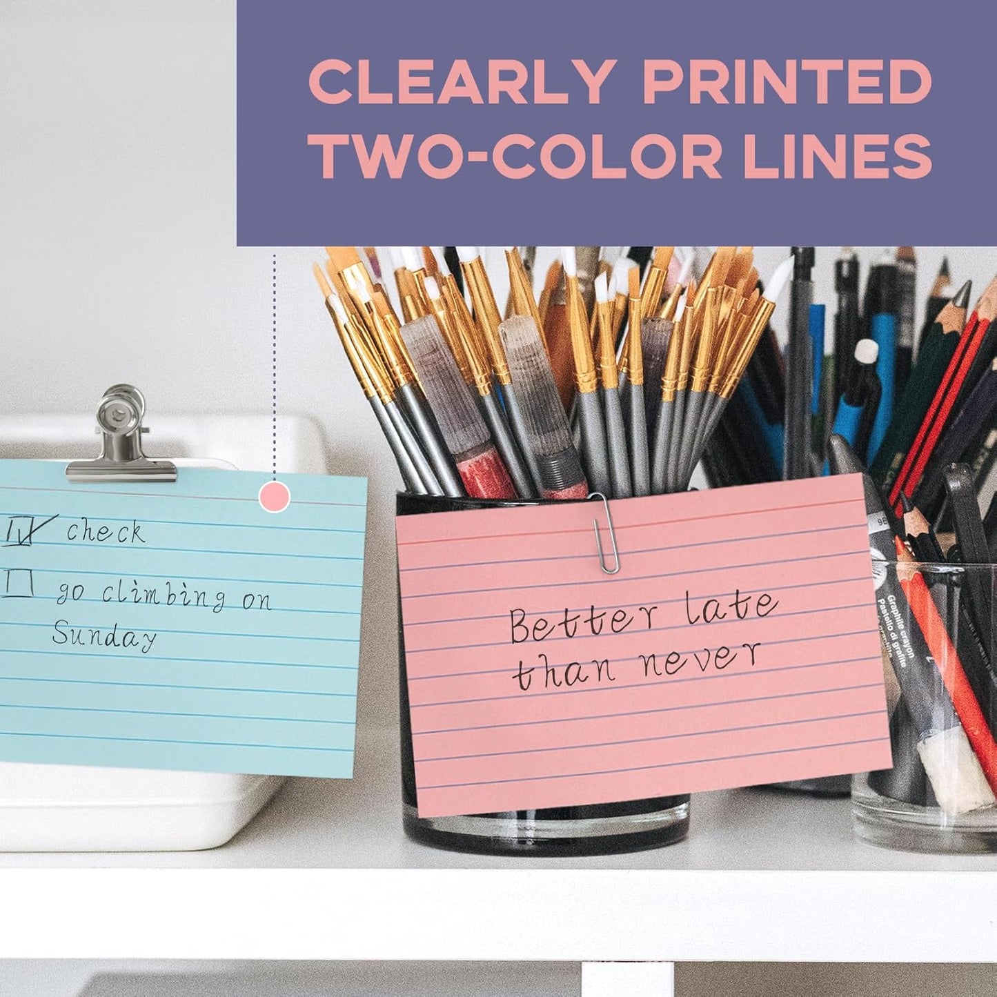 Colored 4x6 Index Cards Ruled-Goefun 300 Sheets Lined Note Cards 4 x 6 Color Flashcards for Studying, Note Taking, To Do List