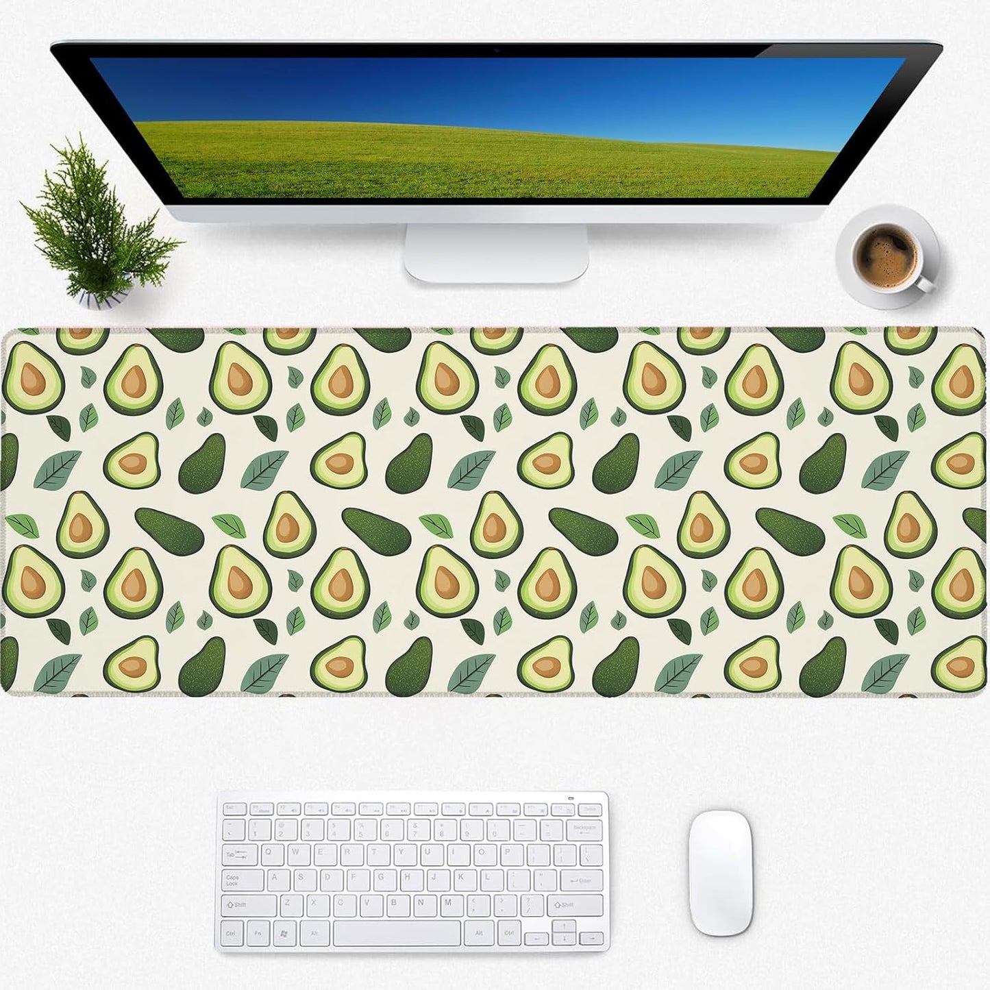 Avocado Gaming Mouse Pad, Desk Mat, Non-Slip Rubber Base Cool Aesthetic MousePads for Computer Laptop Keyboard Office School Home Desktop Accessories Decor 31.5" x 11.8"