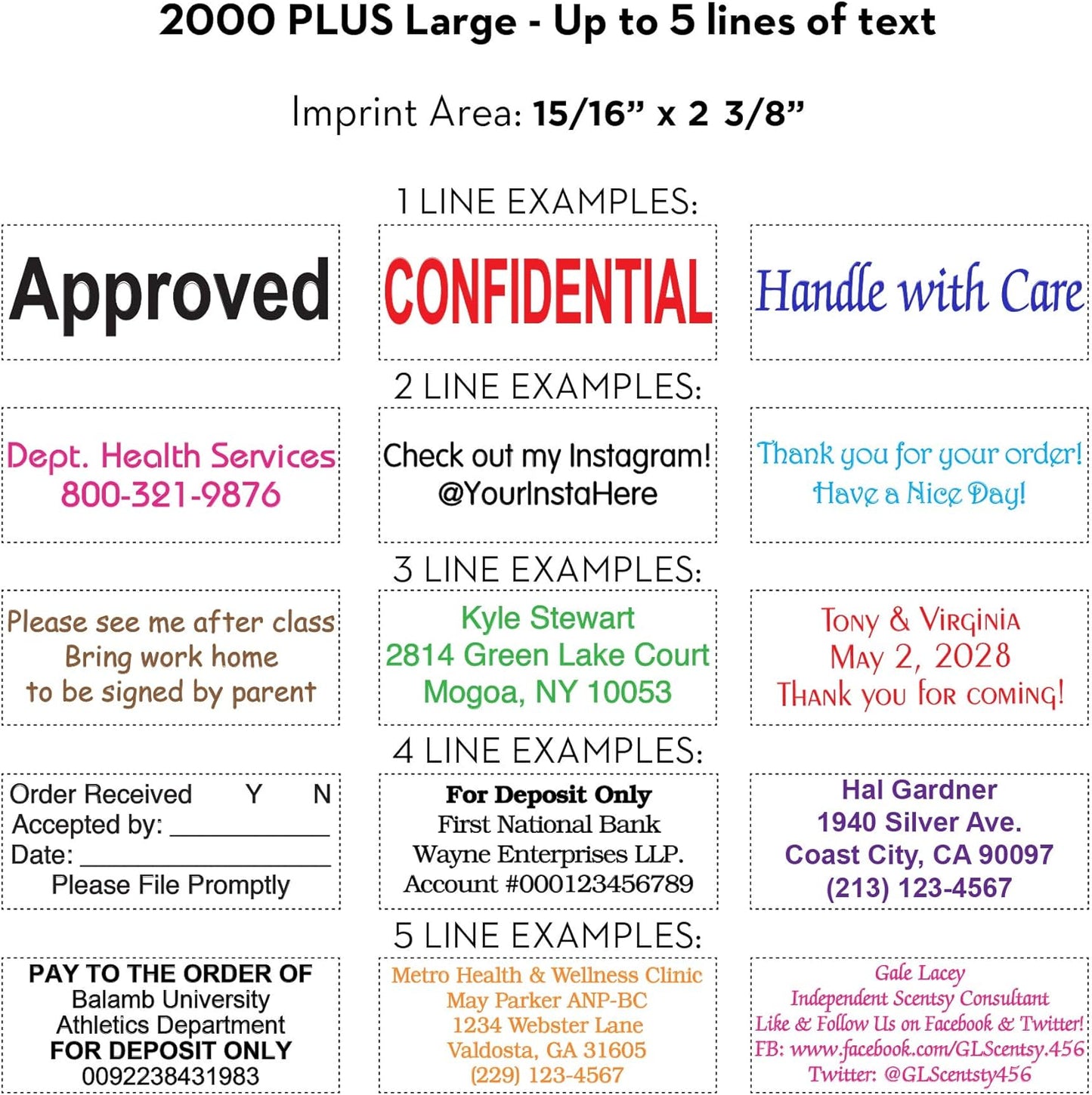 COLOP Large Size Self Inking Custom Text Stamp - Choose from Many Fonts & 15 Ink Colors