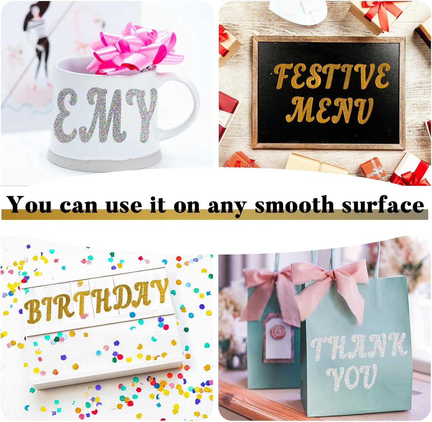 Glitter Letter Stickers,10 Sheets 2 Inches Self-Adhesive Vinyl Letters Alphabet Sticker Decals for Scrapbook,Door,Mailbox,Bulletins Boards - Gold,Silver