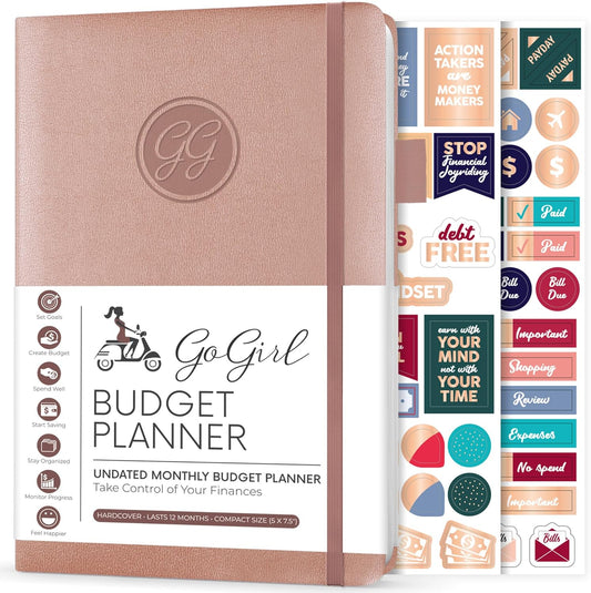 GoGirl Budget Planner – Monthly Financial Planner Organizer Budget Book. Expense Tracker Notebook Journal to Control Money, Compact (Rose Gold)