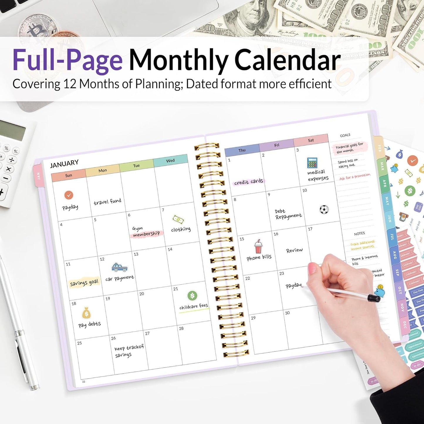 2026 Budget Planner - Monthly Budget Book from JAN 2026 - DEC 2026 with Expense Tracker Notebook, A5 Size (6.4" x 8.3") Bill Organizer & Finance Planner Account Book to Manage Your Finances, Purple