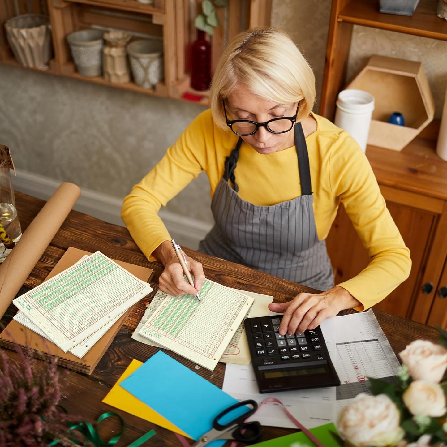 Fulmoon 2 Pack 100 Sheets Columnar Pad Accounting Ledger Paper Accounting Ledger Book Green Analysis Pad for Business, 50 Sheets/Pack, Single Page Format(3 Columnar,8.5 x 11 Inch)