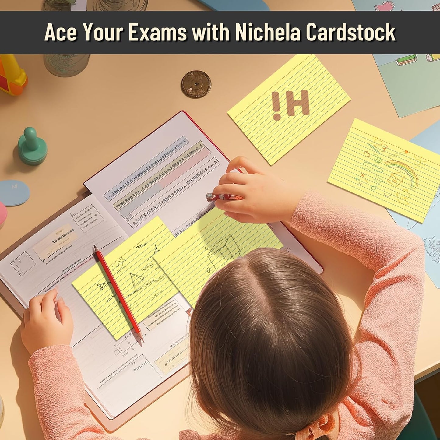 200 Pcs Index Cards 4 x 6 Inch Ruled Yellow Index Cards, College Ruled Flash Cards for School, College, Office and Home Organization, Durable Study To Do List Note Cards with Ruled Lines, 5 Pack of 40