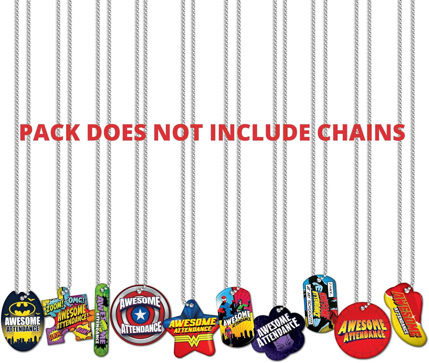 Awesome Attendance Heroes Brag Tag Value Pack to Improve Student School & Classroom Attendance: 500 Tags (50 Tags for Each Design)