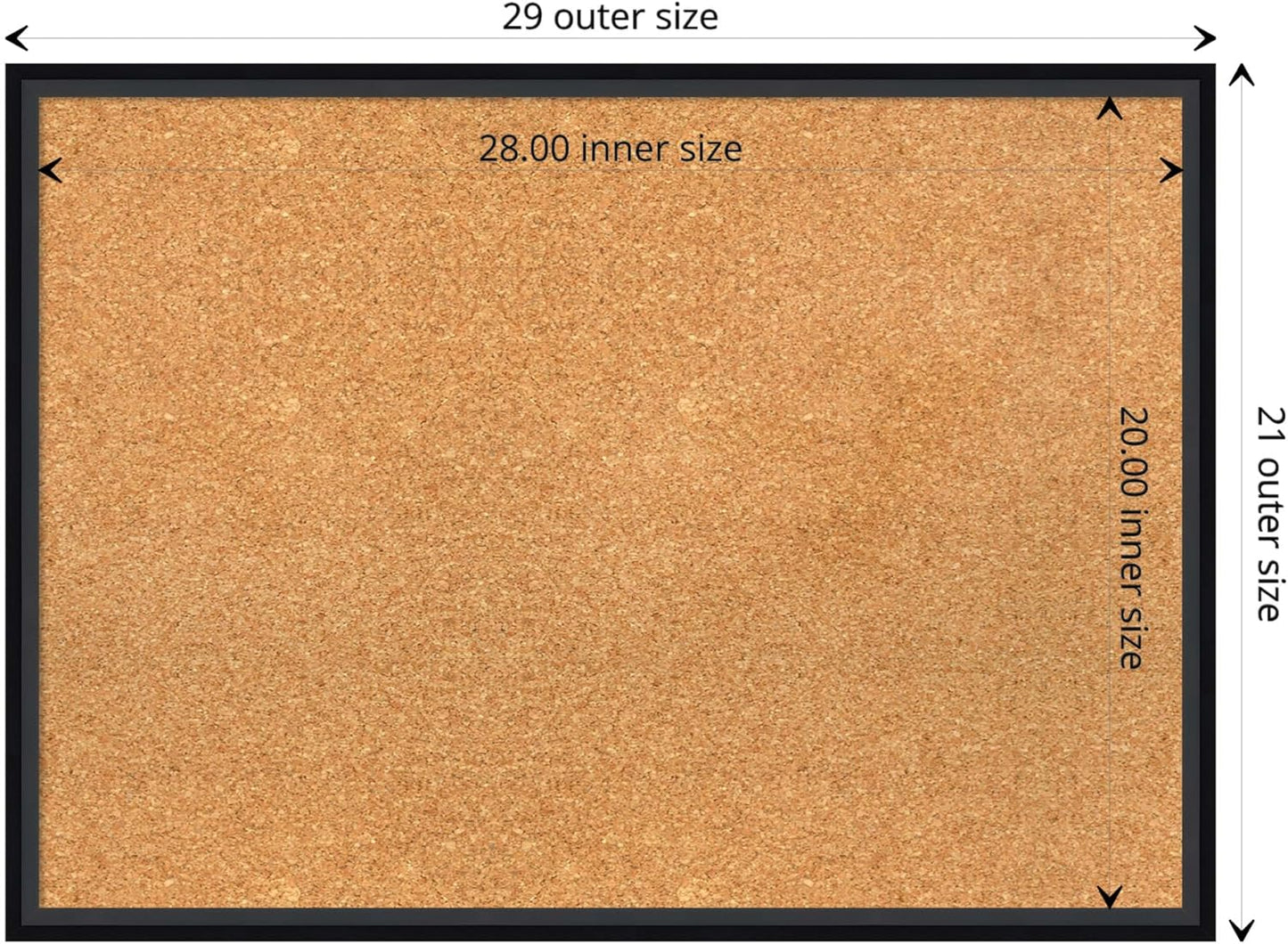 Amanti Art Natural Cork Board for Wall, 21x29 Vision Board with Black Wood Frame, Medium Corkboard Office Decor for Home Organization, Modern Contemporary Corkboard Pinboard to display items for home