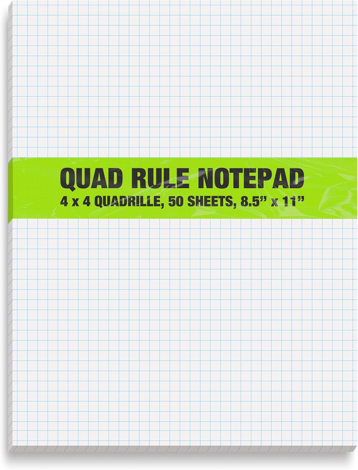 Better Office Products Graph Paper Pad, 8.5" x 11", 50 Sheets, Double Sided, White, 4x4 Blue Quad Rule, Easy Tear, Grid Paper, Graph Paper