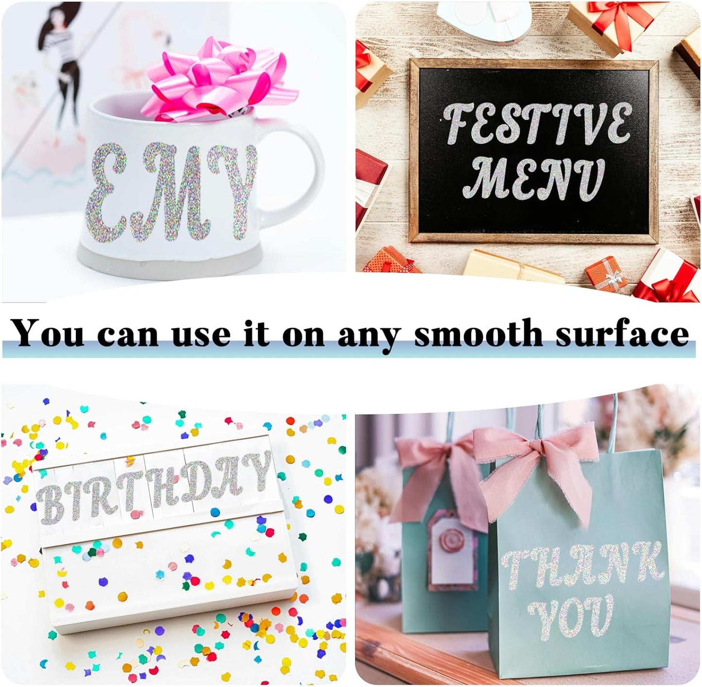 Glitter Letter Stickers,10 Sheets 2 Inches Self-Adhesive Vinyl Letters Alphabet Sticker Decals for Scrapbook,Door,Mailbox,Bulletins Boards - Silver