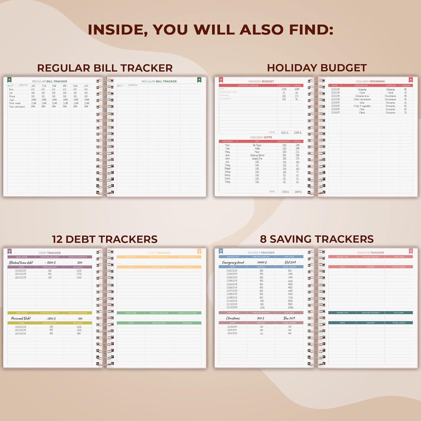 Clever Fox Budget Planner – Coiled Finance Book, Monthly Financial Journal, Budgeting Organizer & Expense Tracker Notebook, 8.5x9.5″ (Rose Gold)