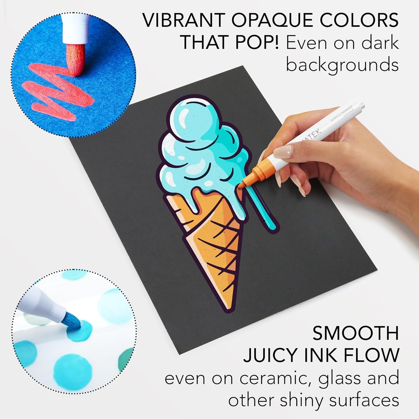 CHROMATEK Dual Tip Acrylic Paint Markers - 21 Colors Premium Paint Pens for Canvas, Rock Painting, Glass, Wood, Ceramic, DIY Crafts Art Supplies - Waterproof, Quick Drying with Video Tutorials & Ebook