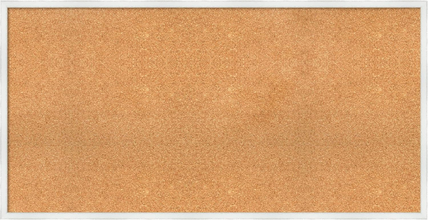 Amanti Art Natural Cork Board for Wall, 25x49 Vision Board with White Frame, Oversize Corkboard Office Decor for Home Organization, Country Rustic Corkboard Pinboard to Display Items for Home